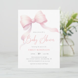 Elegant Pink Coquette Bow Girl Baby Shower Einladung