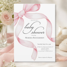 Elegant Pink Coquette Bow Girl Baby Shower