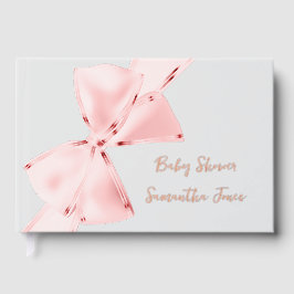 Elegant Pink Coquette Bow Girl Baby Shower Gästebuch