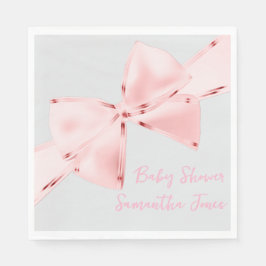 Elegant Pink Coquette Bow Girl Baby Shower Serviette