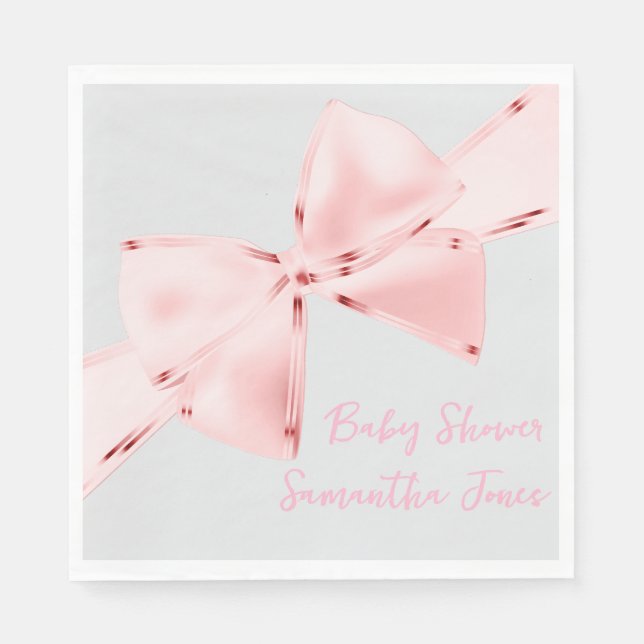 Elegant Pink Coquette Bow Girl Baby Shower Serviette (Vorderseite)