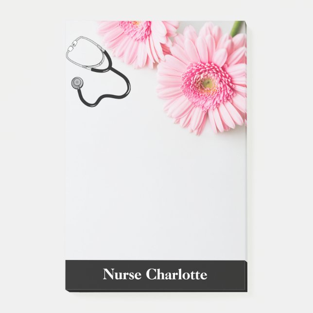 Elegant Pink Daisy Nurse  Post-it Klebezettel (Vorderseite)
