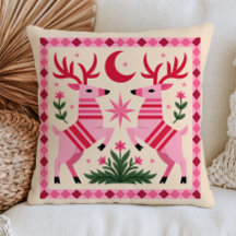 Elegant Pink Deers Bohemian Woodland Folk Art