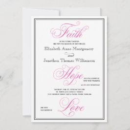 Elegant Pink Faith Hope Liebe Hochzeit Einladung