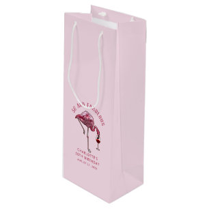 Elegant Pink Flamingo 50. Geburtstagsnovelty Geschenktüte Für Weinflaschen