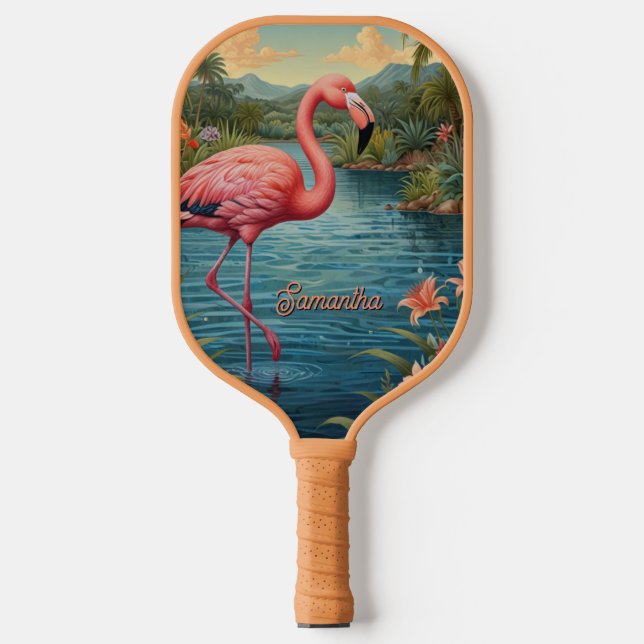 Elegant pink flamingo tropical paradise   pickleball schläger (Vorderseite)