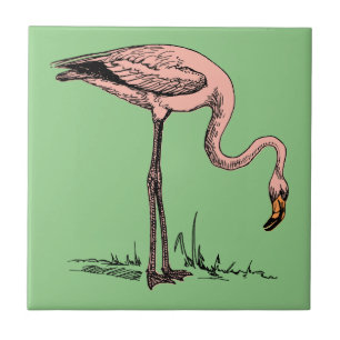 Elegant Pink Flamingo - Vintage Ästhetik Fliese
