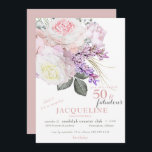Elegant Pink Floral 50 & Fabulous Geburtstagsparty Einladung<br><div class="desc">Elegantes rosa Aquarell Floral 50 & fabelhafte Geburtstagseinladung. Sie ist eine Überraschung kann entfernt werden. Die gesamte Einladung ist mit Ausnahme der Blumenausstellung individuell anpassbar.</div>