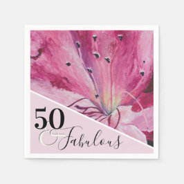 Elegant Pink Floral 50 und fabelhaft Geburtstag Serviette
