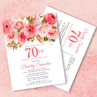Elegant Pink Floral 70. Geburtstag