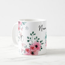 Elegant Pink Floral 80. Geburtstag Nana