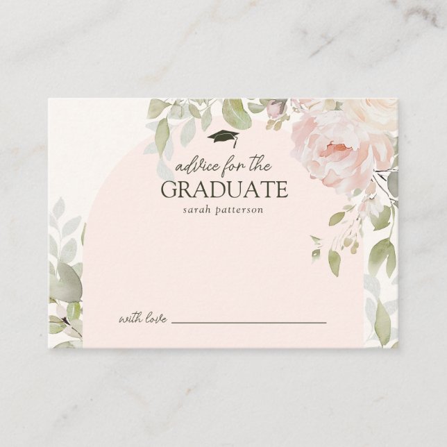 Elegant Pink Floral Advice for the Grad Begleitkarte (Vorderseite)