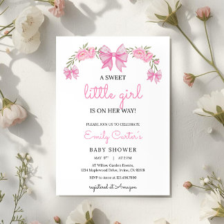 Elegant Pink Floral Baby Shower Invitation Einladung