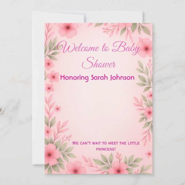 Elegant Pink Floral Baby Shower Invitation Save The Date (Vorderseite)