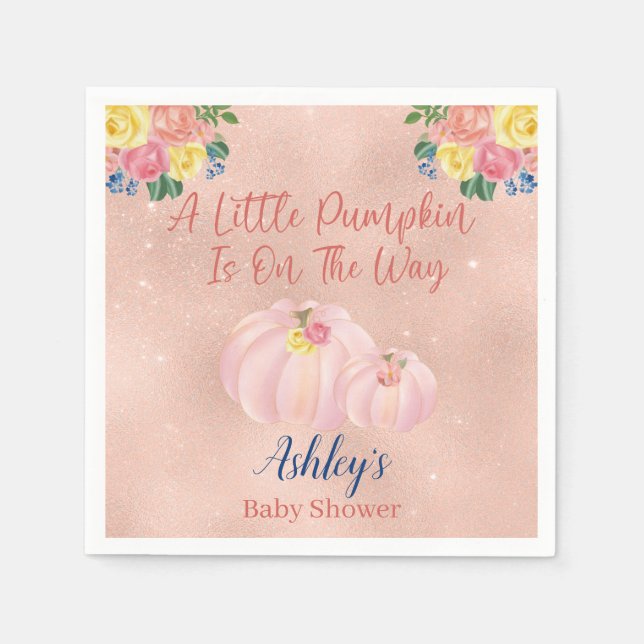 Elegant Pink Floral Baby Shower Napkins Serviette (Vorderseite)