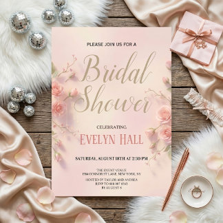 Elegant Pink Floral Bachelorette Party Einladung