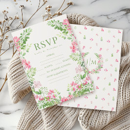 Elegant Pink Floral Boho Sommer Hochzeit RSVP Kart Karte