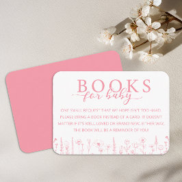 Elegant Pink Floral Books for Baby Card Begleitkarte