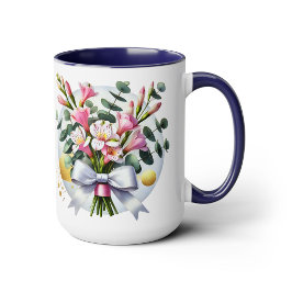 Elegant Pink Floral Bouquet Mug Tasse