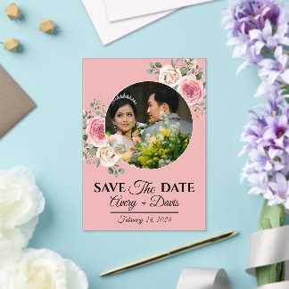 Elegant Pink Floral Fully Editable Save the Date Acryleinladungen