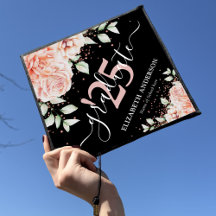 Elegant Pink Floral & Glitzer Graduate 2025