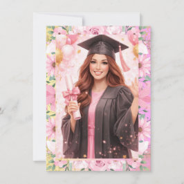 Elegant Pink Floral Graduation Party Invitation Einladung