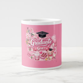 Elegant Pink Floral Graduation Party mug Jumbo-Tasse