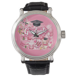 Elegant Pink Floral Graduation Party watch Armbanduhr