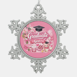 Elegant Pink Floral Graduation Party watch Schneeflocken Zinn-Ornament