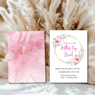 Elegant Pink Floral Mother's Day Brunch Invitation Einladung