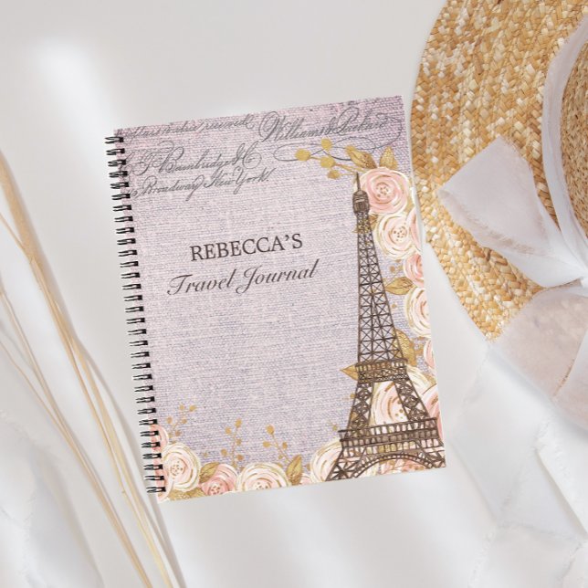 Elegant Pink Floral Paris Travel Journal Notizbuch (Von Creator hochgeladen)