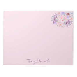 Elegant Pink Floral Personalized Notepad Notizblock