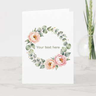 Elegant Pink Floral Watercolor Wreath Personalized Karte