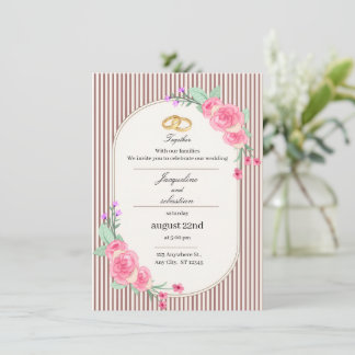 Elegant Pink Floral Wedding Einladung