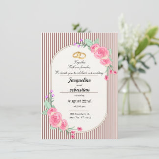 Elegant Pink Floral Wedding Einladung
