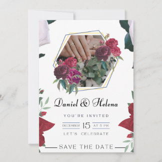 Elegant Pink Floral Wedding Invitation Custom Card Einladung