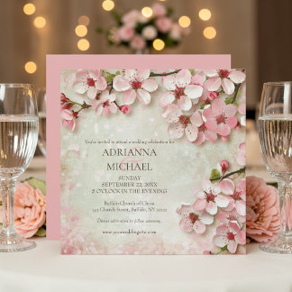 Elegant Pink Flowers Floral Wedding Invitation Einladung