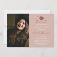 Elegant Pink Foto Graduation Party Grad Hat