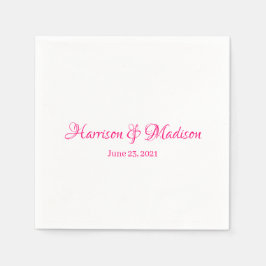 Elegant Pink Fuchsia Custom Script Names Wedding Serviette