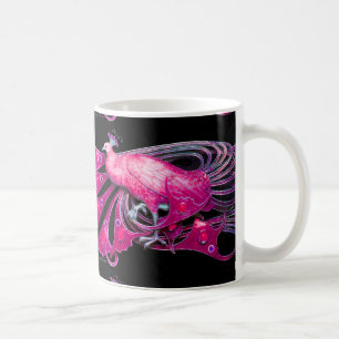 ELEGANT PINK FUCHSIA PEACOCK JEWEL KAFFEETASSE