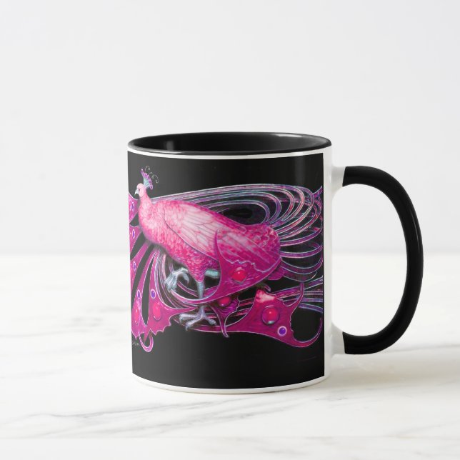 ELEGANT PINK FUCHSIA PEACOCK JEWEL TASSE (Rechts)