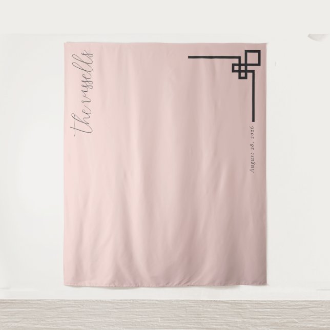 Elegant Pink Geometric Calligraphy Wandteppich (Vorderseite)
