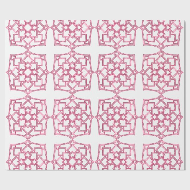 Elegant Pink Geometric Lace Pattern Wrapping Paper Geschenkpapier (Flach)