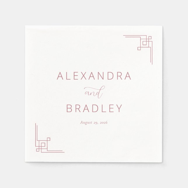 Elegant Pink Geometric Lines Serviette (Vorderseite)