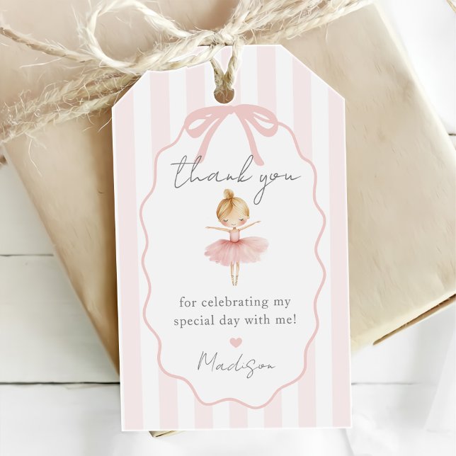 Elegant Pink Girl Ballerina Birthday Party Geschenkanhänger (Von Creator hochgeladen)