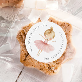 Elegant Pink Girl Ballerina Birthday Party Runder Aufkleber
