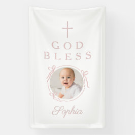 Elegant Pink Girl God Bless Photo Banner