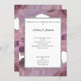ELEGANT PINK GLITZER MARBLE WEDING INVITATION EINLADUNG