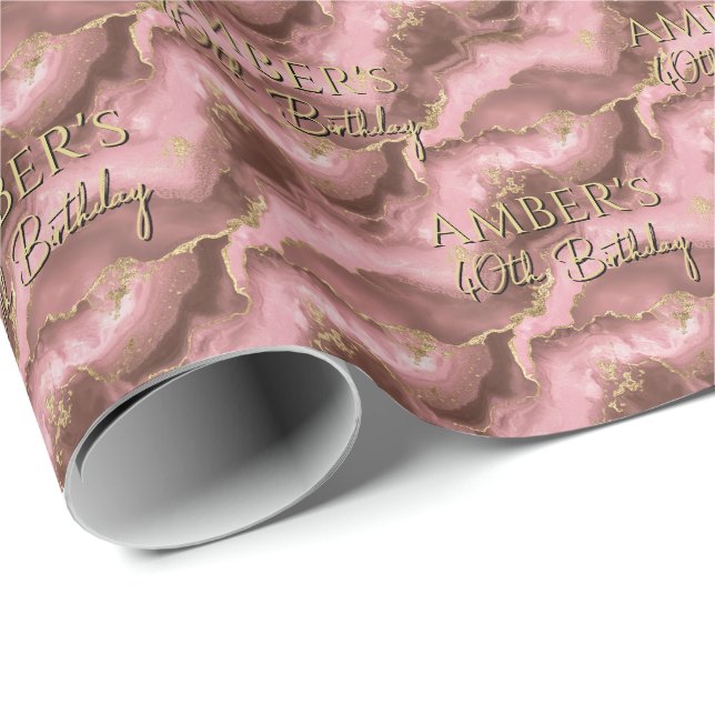 Elegant Pink  Gold Abstract Marble Design Geschenkpapier (Rolleneckpunkt)