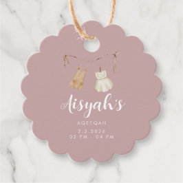 Elegant Pink Gold Aqiqah Thank You Favor Tags Geschenkanhänger